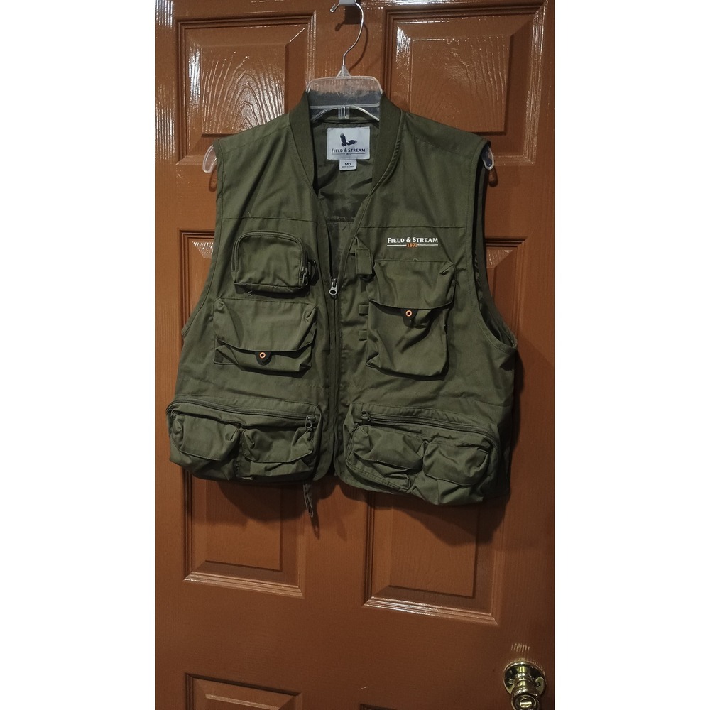 Field & Stream Fishing Vest Mens Size Medium Olive Green Excellent Multi-Pocket